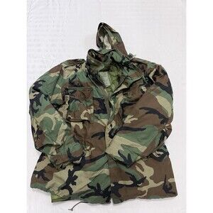 US Army Coat Jacket Cold Weather Woodland Camo 8415-01-099-7838 Large W Liner